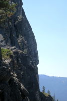 Climbers on Traveller's Buttress on the skyline