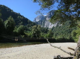 The river crossing cart for the refugio/trails to Trinidad and Amphitheatre