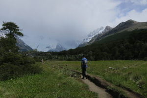 Cerro Torre is directly ahead in the background. Unfortunately, it was constantly obscured by clouds (for 3 days..)