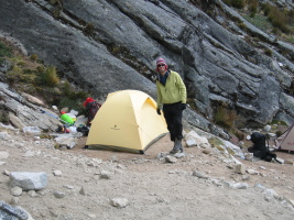 Me and my tent in moraine camp
