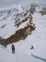 Marta just crossing a snowbridge