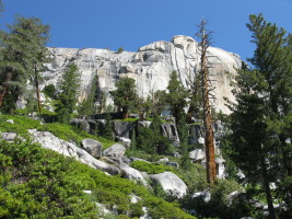 Looking up the cliff on the approach