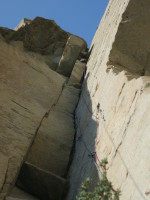 After the second crux - 5.10 lieback with a #6 camalot for protection