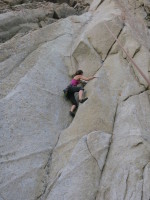 The first desperate part - getting to the lieback itself (which is the real crux)