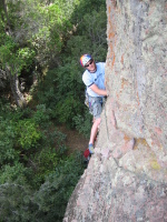 rich coming up to the belay on a cool 2-pitch route