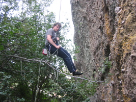 free-hanging rappel onto a tree branch