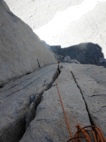 Coming up the first offwidth pitch