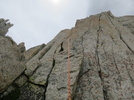 Halfway up the last pitch of Outguard Spire