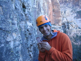 me enjoying the power of the pink carabiner