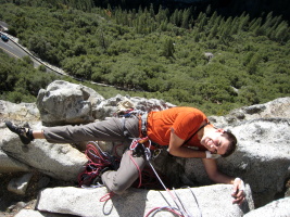 Tired after climbing Reed's Direct (5.9)