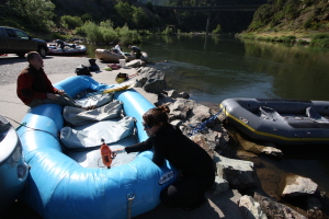 Inflating the rafts