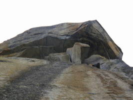 The crack to the left of the large flake sticking out is the 11b 7th pitch. The roof straight above is the Alien Roof, 12b, and to the left Original Roof, 12b? Crazy.