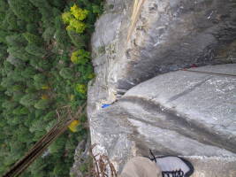 Looking down the offwidth pitch