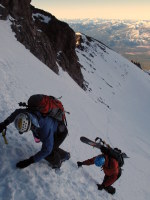 Vendula and Marius climbing to regain the ridge: the snow was quite hard below