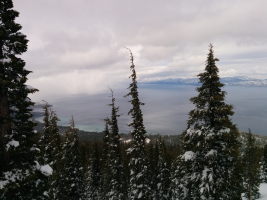 Lake Tahoe from the top of Hidden Peak. Snow showers coming in 5 minutes...