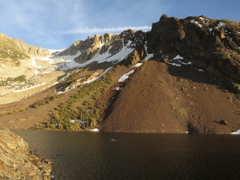 Beautiful sunset over Ellery Lake on the way down to Lee Vining