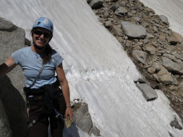 The snow gully we had to cross, turned out very easy