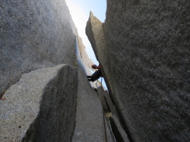 Relaxing/belaying on top of the giant flake!