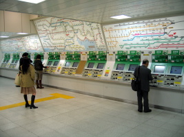 Inside the station, buying tickets