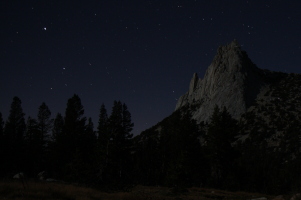 Cathedral Peak by moonlight (before editing)