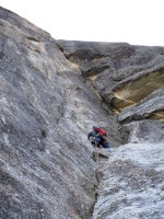 Starting up the sustained crux section