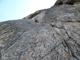 The crux start of the 3rd pitch (recently downgraded to 5.10c)