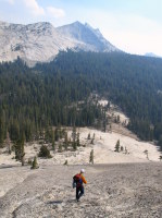 Walking down the sweet slab descent