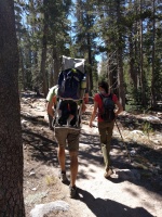 Hiking up to Elizabeth Lake in Tuolumne with Mary, John and Lily