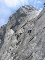 great action shot, climbing Pine Line