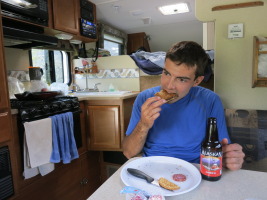 Grilled cheese sandwiches and beer for lunch!