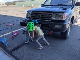 Helping change the winter tires out :)