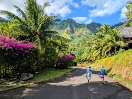 Walking to the pool