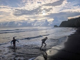 Black sand beach, Tahiti