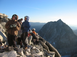A line-up to start at the base of Bugaboo Spire.  It's cold!