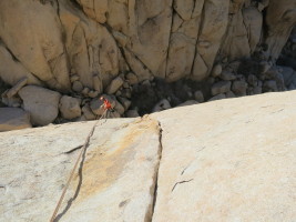 Rappelling. Our rope got stuck actually and I reclimbed & downclimbed the second pitch again..