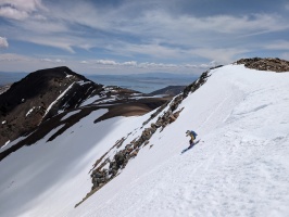 Bodie dropping in; Black Mountain with Mono Lake in the background