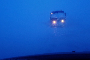 We could barely see the plow lights for a stretch of the road.. (picture taken at a â€œgoodâ€� time)