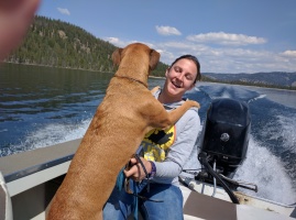 Django is excited about the boat ride